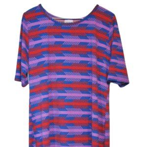 LuLaRoe Short Sleeve Dress Julia Red and Blue Arrow Print Women's Size 2XL